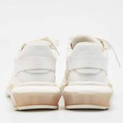 Pre Owned Valentino White Mesh and Leather Bounce Low-Top Sneakers Size 39.5