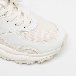 Pre Owned Valentino White Mesh and Leather Bounce Low-Top Sneakers Size 39.5