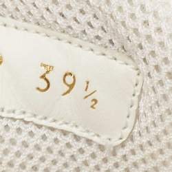 Pre Owned Valentino White Mesh and Leather Bounce Low-Top Sneakers Size 39.5