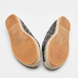 Pre Owned Valentino Black Leather Rockstud Espadrille Flats Size 39