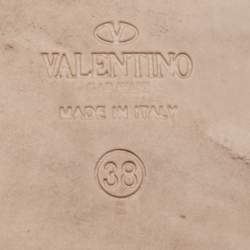 Pre Owned Valentino Light Blue Embroidered and Laser Cut Leather Espadrille Flats Size 38