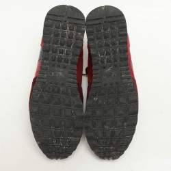 Valentino Red Leather and Canvas Rockrunner Low Top Sneakers Size 39