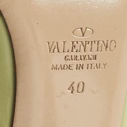 Valentino Green/Dusty Pink Patent and Leather Rockstud Ankle Strap Pumps Size 40