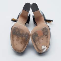 Pre Owned Valentino Black Patent Leather Tan-Go Platform Sandals Size 39