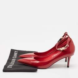 Valentino Burgundy Patent Leather Ankle Strap Pumps Size 39