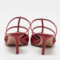 Pre Owned Valentino Red Leather Rockstud Wispy Mules Size 38