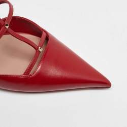 Pre Owned Valentino Red Leather Rockstud Wispy Mules Size 38
