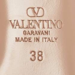 Pre Owned Valentino Red Leather Rockstud Wispy Mules Size 38