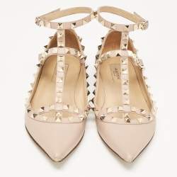 Valentino Dusty Pink Leather Rockstud Ballet Flats Size 37