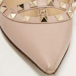 Valentino Dusty Pink Leather Rockstud Ballet Flats Size 37