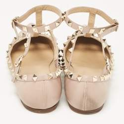 Valentino Dusty Pink Leather Rockstud Ballet Flats Size 37