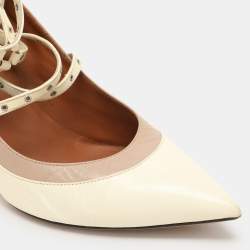 Valentino Cream Leather Love Latch Ankle Strap Pumps Size 39