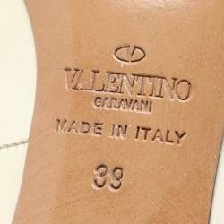 Valentino Cream Leather Love Latch Ankle Strap Pumps Size 39