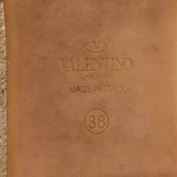 Pre Owned Valentino Cream Leather Studded Espadrille Flats Size 38