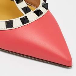 Pre Owned Valentino Multicolor Leather Rockstud Ankle Strap Pumps Size 37.5