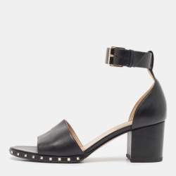 Valentino Black Leather Soul Rockstud Ankle Strap Sandals Size 39.5