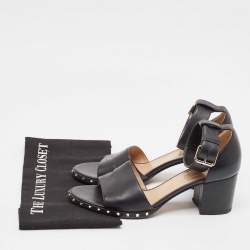 Valentino Black Leather Soul Rockstud Ankle Strap Sandals Size 39.5