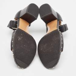 Valentino Black Leather Soul Rockstud Ankle Strap Sandals Size 39.5