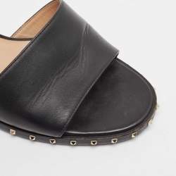 Valentino Black Leather Soul Rockstud Ankle Strap Sandals Size 39.5