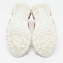 Pre Owned Valentino White Leather and Mesh Low Top Sneakers Size 38