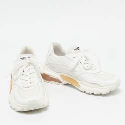 Pre Owned Valentino White Leather and Mesh Low Top Sneakers Size 38
