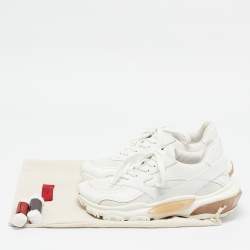 Pre Owned Valentino White Leather and Mesh Low Top Sneakers Size 38