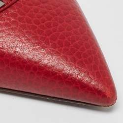 Pre Owned Valentino Red Leather Rockstud Ankle Strap Pumps Size 36