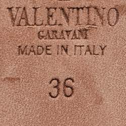 Pre Owned Valentino Red Leather Rockstud Ankle Strap Pumps Size 36