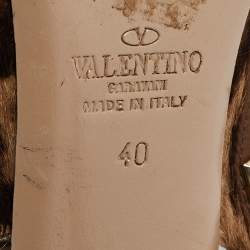 Pre Owned Valentino Brown/Beige Calf Hair and Leather Rockstud Pumps Size 40