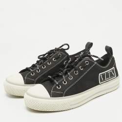 Pre Owned Valentino Black Mesh Giggies Lace Up Sneakers Size 38