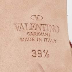 Pre Owned Valentino Burgundy Python Rockstud Slingback Pumps Size 39.5