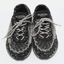 Valentino Black/Grey Crochet Low Top Sneakers Size 39