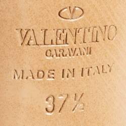 Pre Owned Valentino Multicolor Leather Embellished Block Heel Ankle Strap Pumps Size 37.5