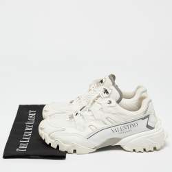 Valentino White Leather and Mesh Climbers Lace Up Sneakers Size 40