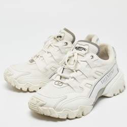 Valentino White Leather and Mesh Climbers Lace Up Sneakers Size 40