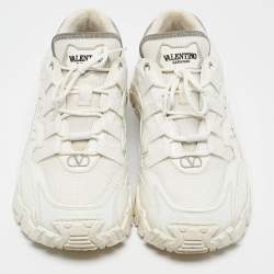 Valentino White Leather and Mesh Climbers Lace Up Sneakers Size 40