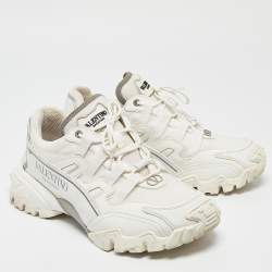 Valentino White Leather and Mesh Climbers Lace Up Sneakers Size 40