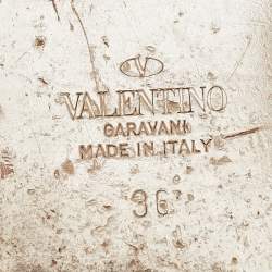 Pre Owned Valentino Black Leather Rockstud Flat Sandals Size 36