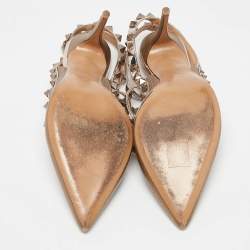 Pre Owned Valentino Gold/Silver Leather Rockstud Pumps Size 39