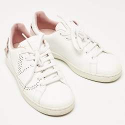 Valentino White/Pink Leather Backnet Sneakers Size 36