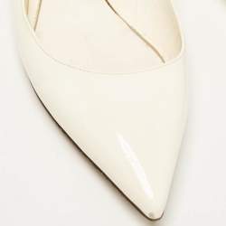 Pre Owned Valentino Off White Patent Leather Tiptoe Ballet Flats Size 37.5