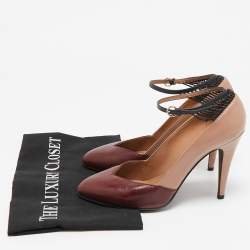Pre Owned Valentino Tricolor Leather Ankle Strap Pumps Size 38