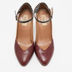 Pre Owned Valentino Tricolor Leather Ankle Strap Pumps Size 38