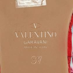 Pre Owned Valentino Multicolor Woven Fabric Rockstud Rainbow Wedge Sandals Size 37