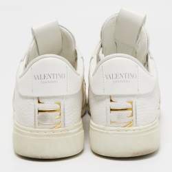 Valentino White/Grey Leather and Suede VL7N Lace Up Sneakers Size 37.5