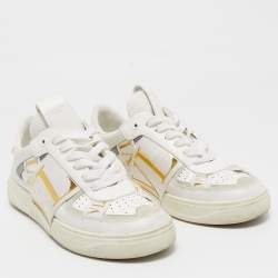 Valentino White/Grey Leather and Suede VL7N Lace Up Sneakers Size 37.5