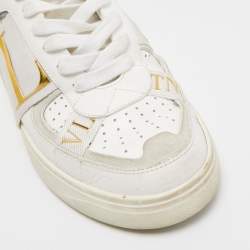 Valentino White/Grey Leather and Suede VL7N Lace Up Sneakers Size 37.5