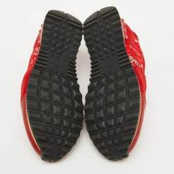 Valentino Red Suede and Lace Rockrunner Low Top Sneakers Size 37