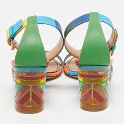 Pre Owned Valentino Multicolor Leather 1973 Rainbow Ankle Strap Sandals Size 39