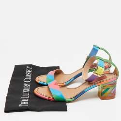 Pre Owned Valentino Multicolor Leather 1973 Rainbow Ankle Strap Sandals Size 39